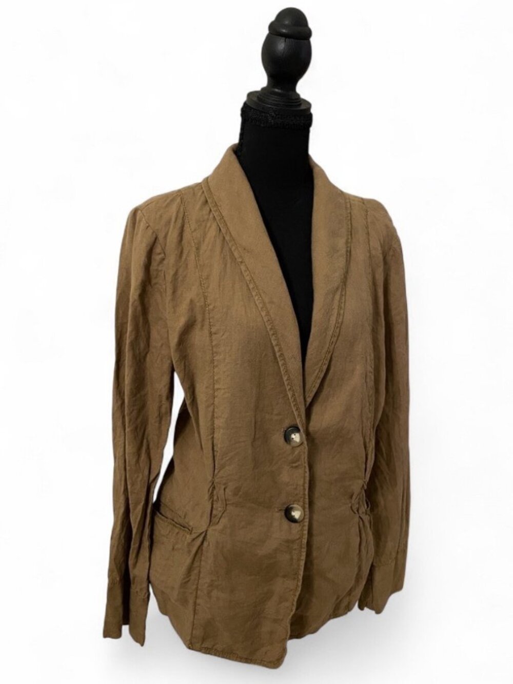 J. Jill 100% Linen Blazer Brown Tan Lightweight Summer All Seasons Layering, L